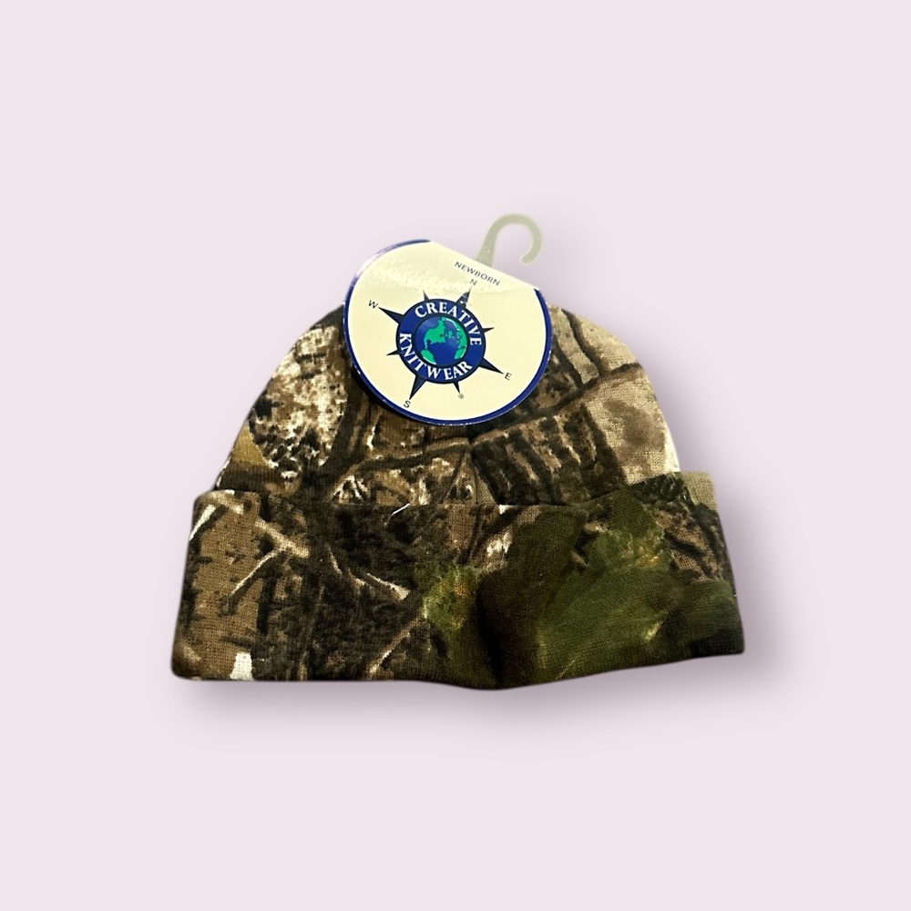 NWT Creative Knitwear Camo Knit Cap Newborn 100% Cotton